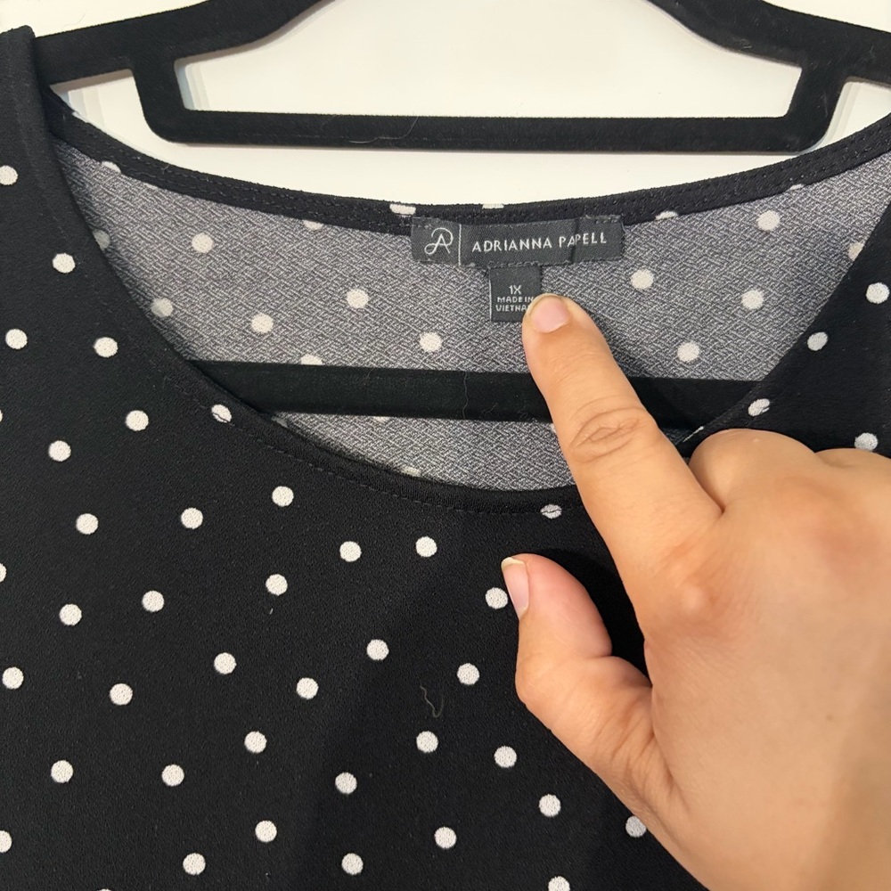 Adrianna Papell Black and White Polka Dot Blouse - Picture 3 of 3